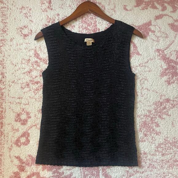 90s Black Funky Textured Whimsygoth Sleeveless Top - Picture 3 of 7